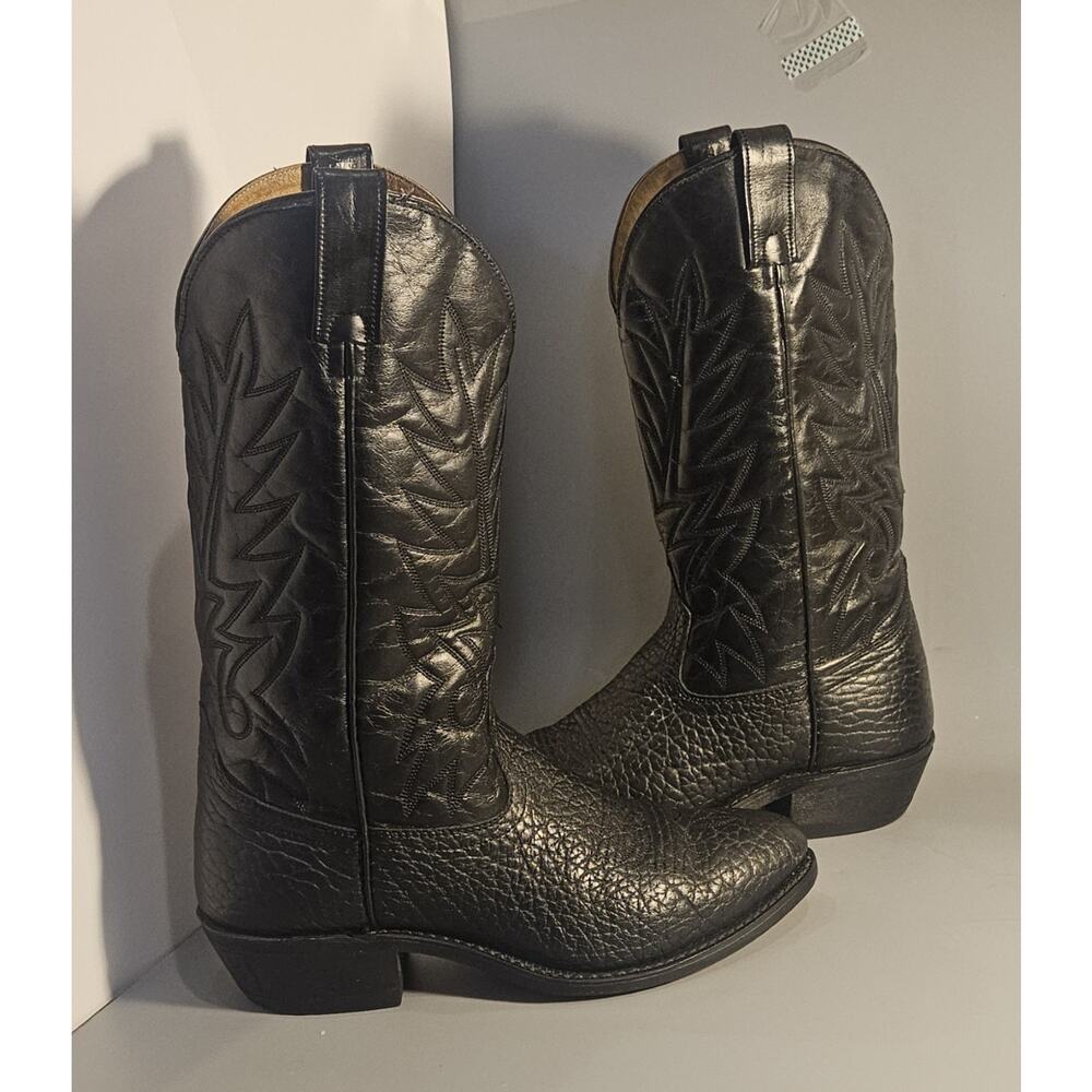 Bullrider Black Leather CROC Print Western Boots Men's Sz 8 E Canadian